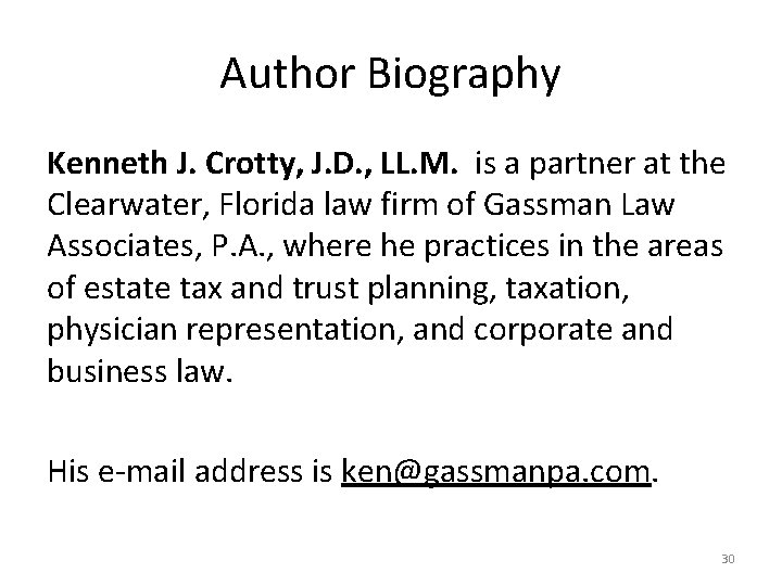 Author Biography Kenneth J. Crotty, J. D. , LL. M. is a partner at