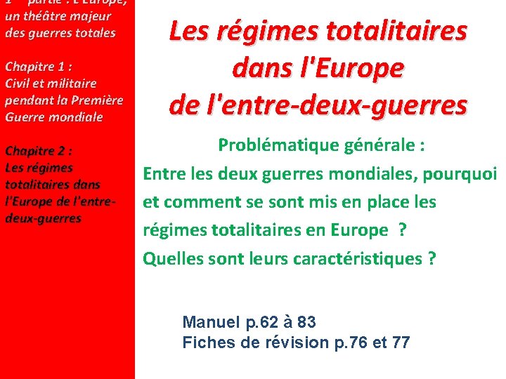 1 partie : L’Europe, un théâtre majeur des guerres totales Chapitre 1 : Civil