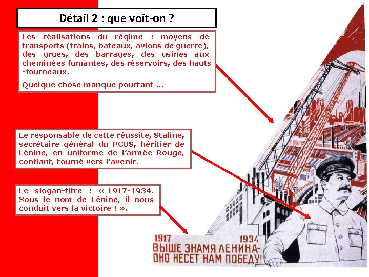 Détail 2 : que voit-on ? Les réalisations du régime : moyens de transports