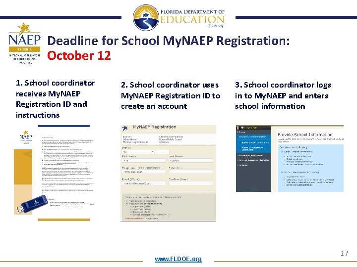 Deadline for School My. NAEP Registration: October 12 1. School coordinator receives My. NAEP Deadline for School My. NAEP Registration: October 12 1. School coordinator receives My. NAEP