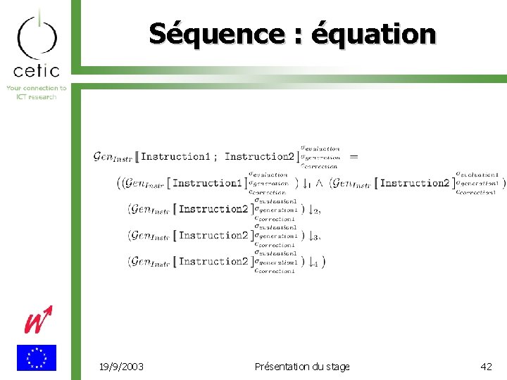 Séquence : équation 19/9/2003 Présentation du stage 42 