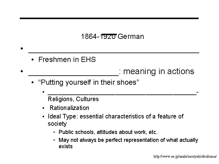 ____________ __ 1864 -1920 German • __________________ • Freshmen in EHS • __________: meaning