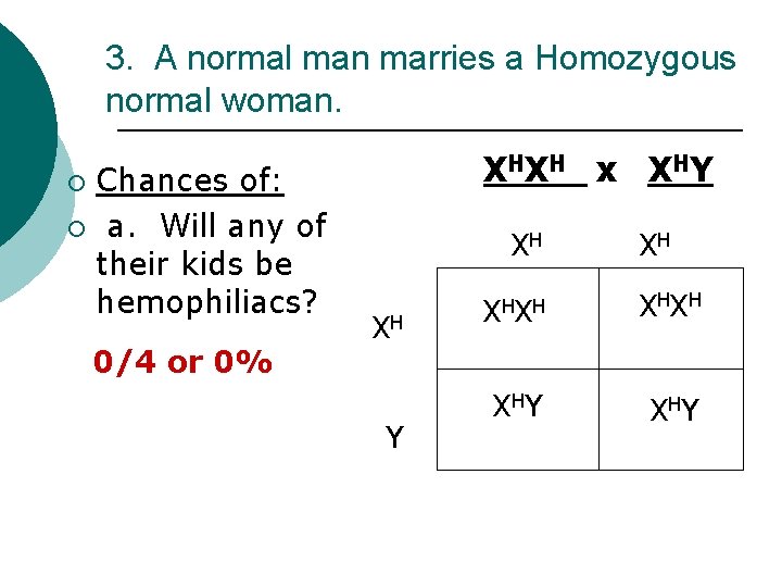 3. A normal man marries a Homozygous normal woman. Chances of: ¡ a. Will