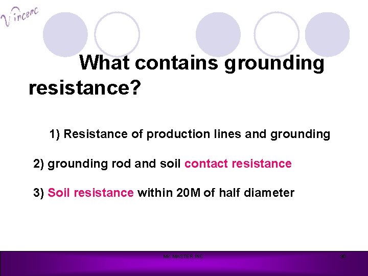 What contains grounding resistance? 1) Resistance of production lines and grounding 2) grounding rod