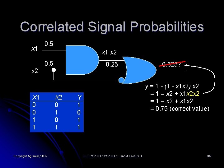 Correlated Signal Probabilities x 1 0. 5 x 1 x 2 0. 5 0.