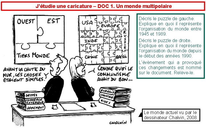J’étudie une caricature – DOC 1. Un monde multipolaire Décris le puzzle de gauche.