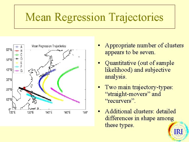 Mean Regression Trajectories • Appropriate number of clusters appears to be seven. • Quantitative