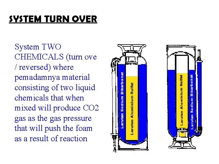 SYSTEM TURN OVER System TWO CHEMICALS (turn ove / reversed) where pemadamnya material consisting SYSTEM TURN OVER System TWO CHEMICALS (turn ove / reversed) where pemadamnya material consisting