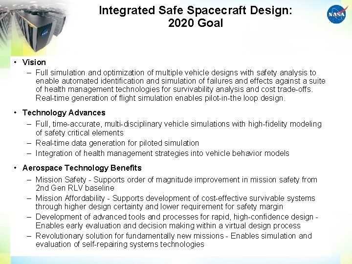 Supportability Reliability Nasa Design NASAs Science and Engineering Applications in the Future