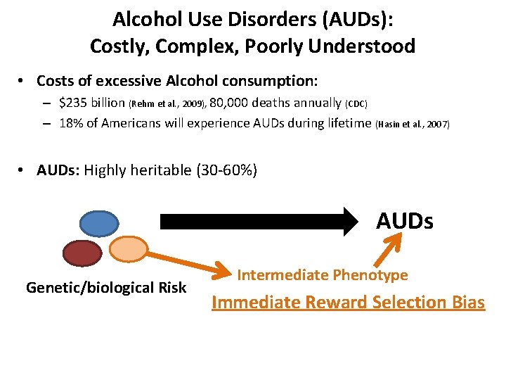 Alcohol Use Disorders (AUDs): Costly, Complex, Poorly Understood • Costs of excessive Alcohol consumption: Alcohol Use Disorders (AUDs): Costly, Complex, Poorly Understood • Costs of excessive Alcohol consumption: