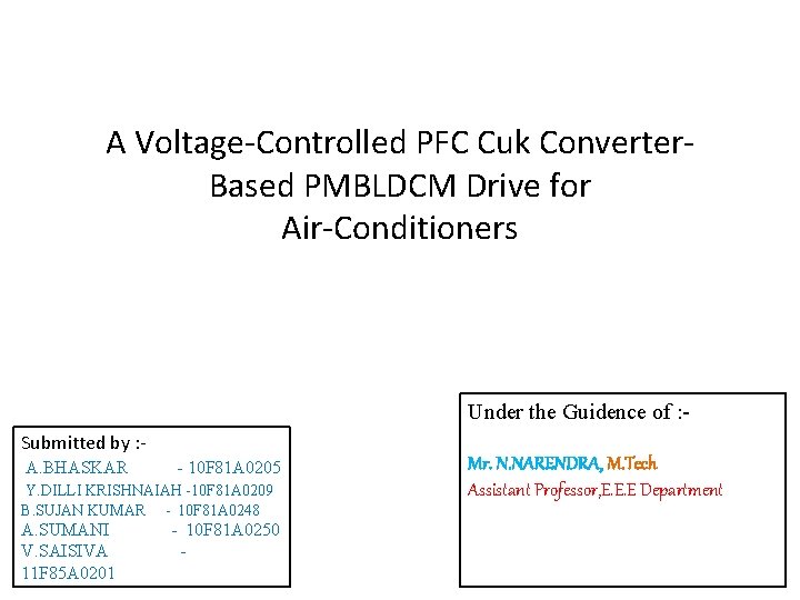 A Voltage-Controlled PFC Cuk Converter. Based PMBLDCM Drive for Air-Conditioners Under the Guidence of