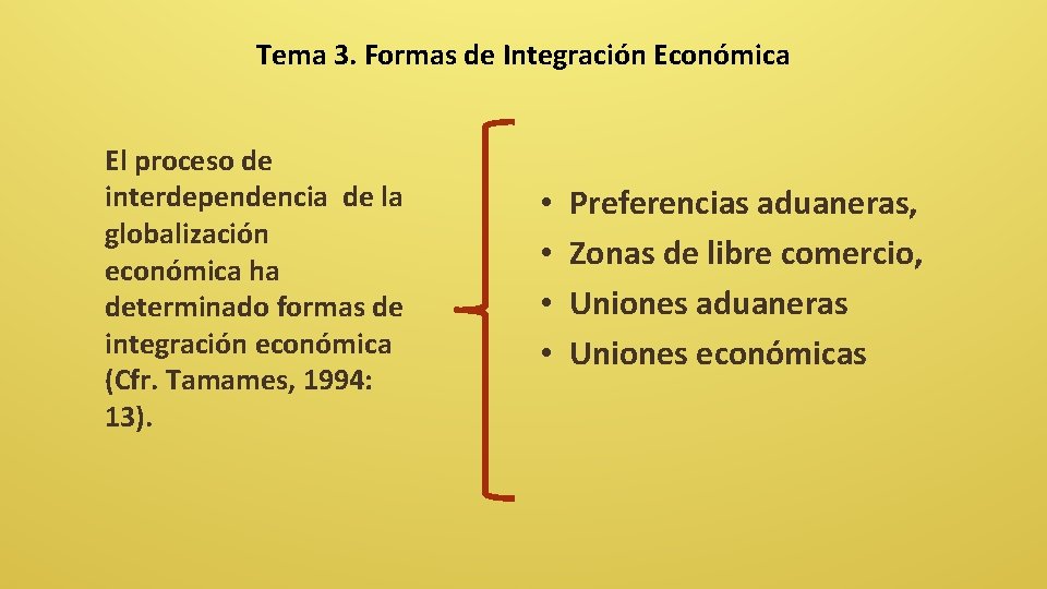 Tema 3. Formas de Integración Económica El proceso de interdependencia de la globalización económica