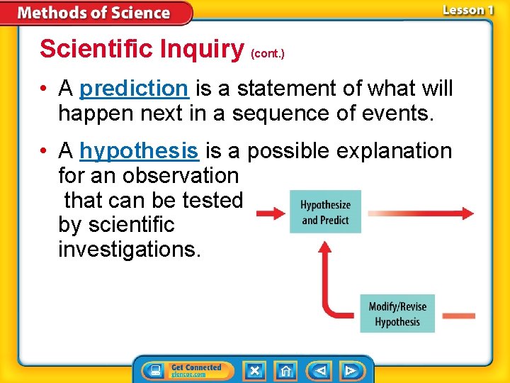 Scientific Inquiry (cont. ) • A prediction is a statement of what will happen