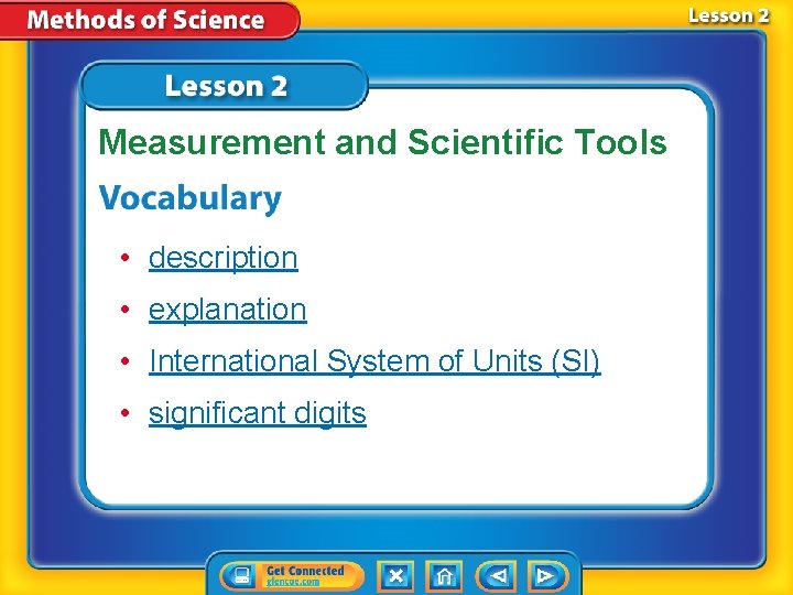 Measurement and Scientific Tools • description • explanation • International System of Units (SI)