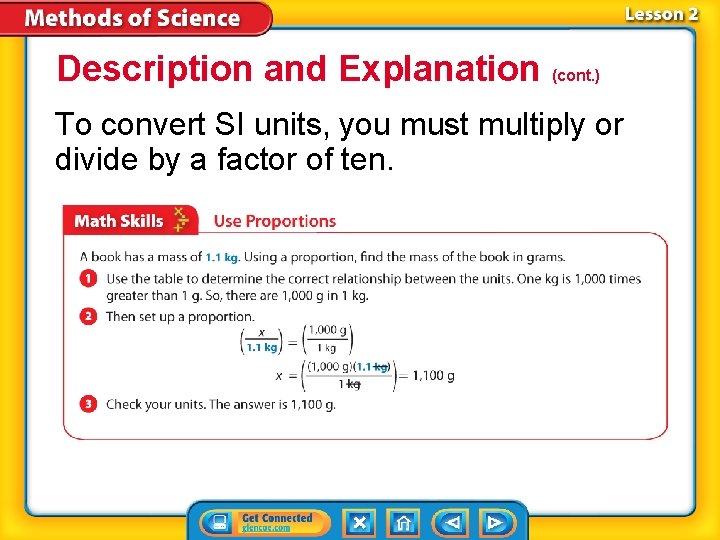 Description and Explanation (cont. ) To convert SI units, you must multiply or divide