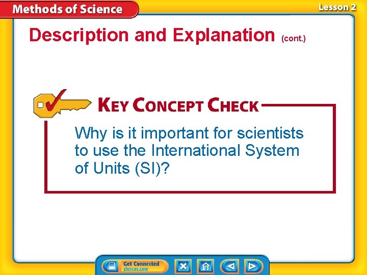 Description and Explanation (cont. ) Why is it important for scientists to use the