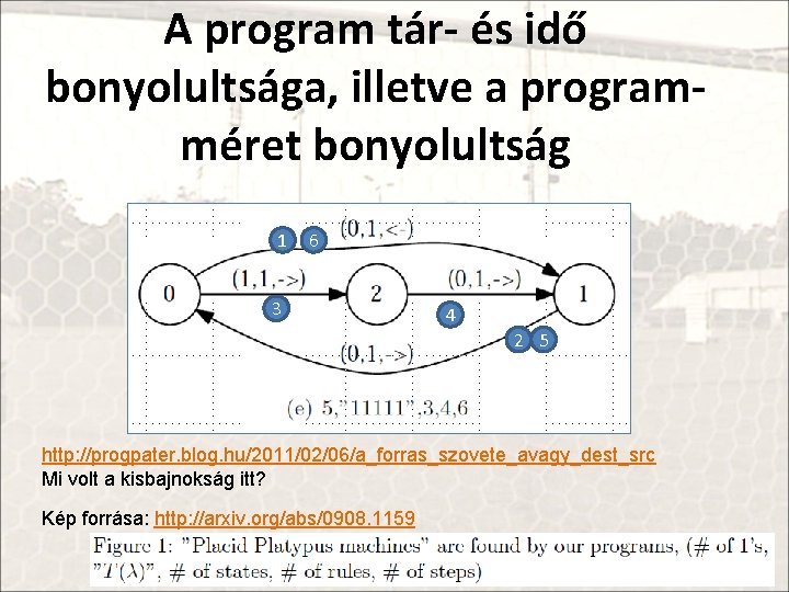 A program tár- és idő bonyolultsága, illetve a programméret bonyolultság 1 6 3 4