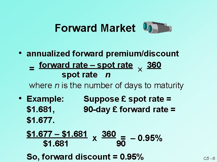 How To Discount Using Forward Rates Chapter 5 Currency Derivatives See c 5 xls