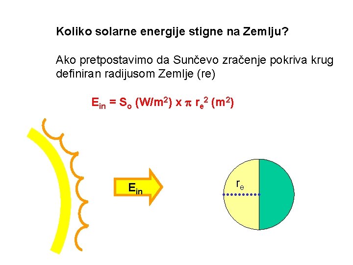 Koliko solarne energije stigne na Zemlju? Ako pretpostavimo da Sunčevo zračenje pokriva krug definiran