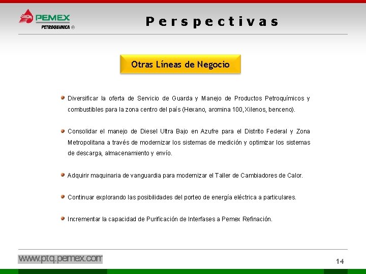 Perspectivas Otras Líneas de Negocio Diversificar la oferta de Servicio de Guarda y Manejo Perspectivas Otras Líneas de Negocio Diversificar la oferta de Servicio de Guarda y Manejo