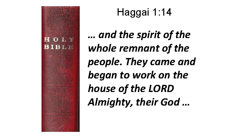 Haggai 1: 14 … and the spirit of the whole remnant of the people.