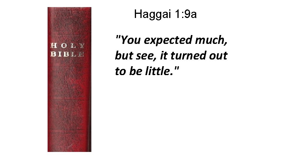 Haggai 1: 9 a "You expected much, but see, it turned out to be