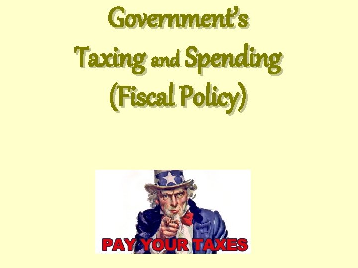 Government’s Taxing and Spending (Fiscal Policy) 