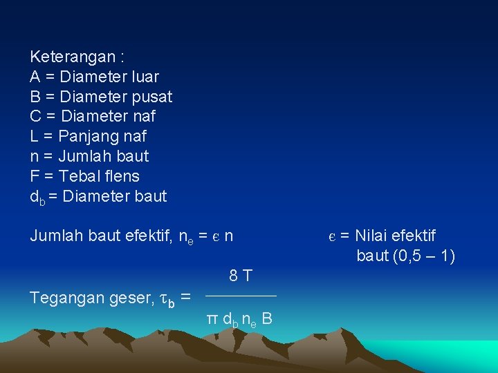 Keterangan : A = Diameter luar B = Diameter pusat C = Diameter naf