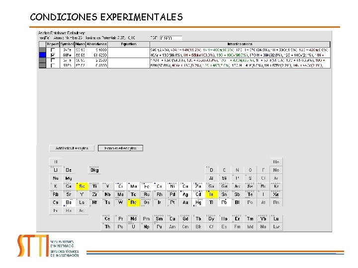 CONDICIONES EXPERIMENTALES 