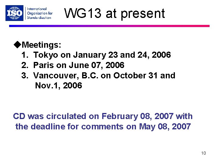 ISO TC 197 WG 13 Hydrogen detection apparatus