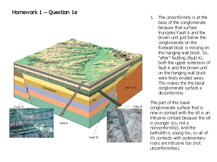 Homework 1 – Question 1 a 1. The unconformity is at the base of Homework 1 – Question 1 a 1. The unconformity is at the base of