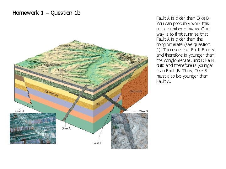 Homework 1 – Question 1 b Fault A is older than Dike B. You Homework 1 – Question 1 b Fault A is older than Dike B. You
