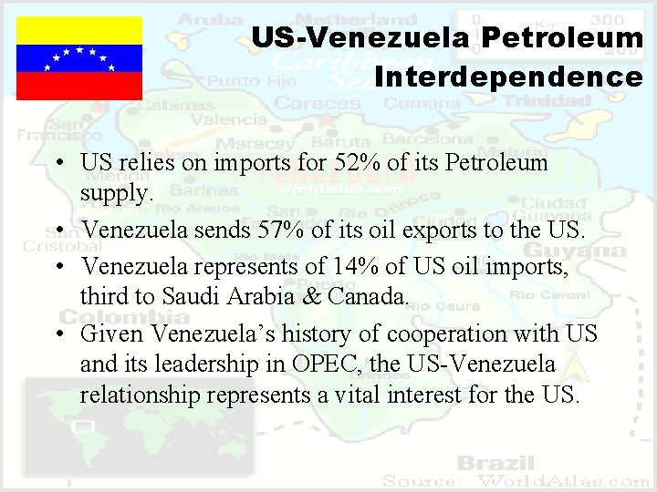 US-Venezuela Petroleum Interdependence • US relies on imports for 52% of its Petroleum supply.