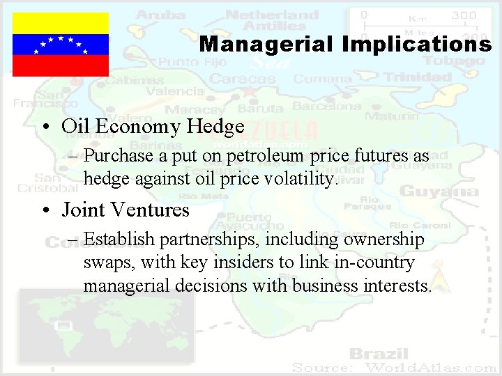 Managerial Implications • Oil Economy Hedge – Purchase a put on petroleum price futures