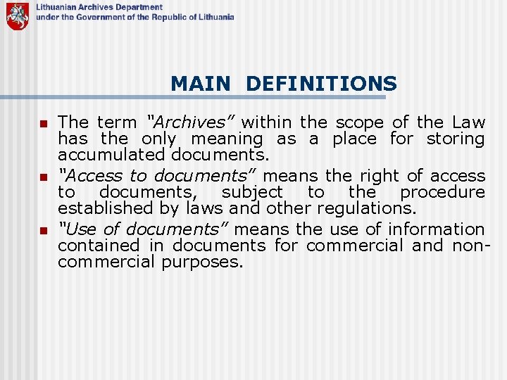 Legislation On Access To Archives Recent Tendencies In