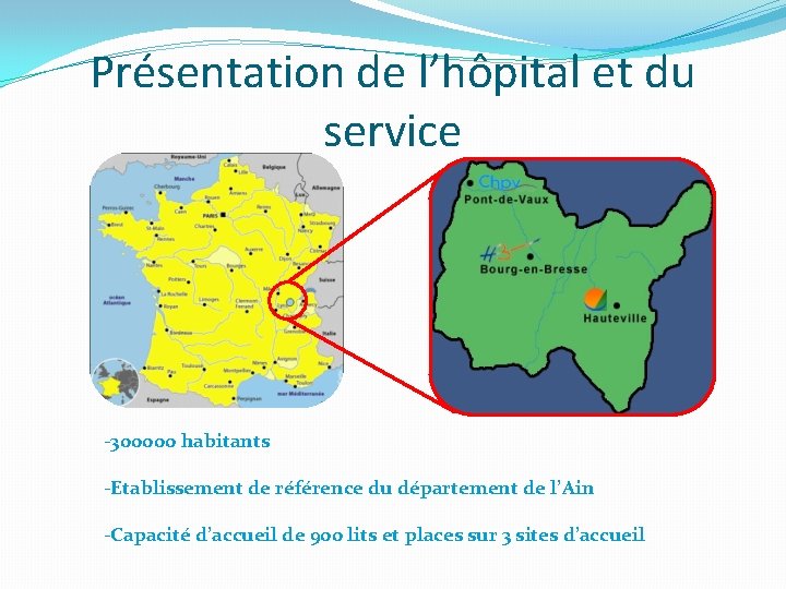 Présentation de l’hôpital et du service -300000 habitants -Etablissement de référence du département de