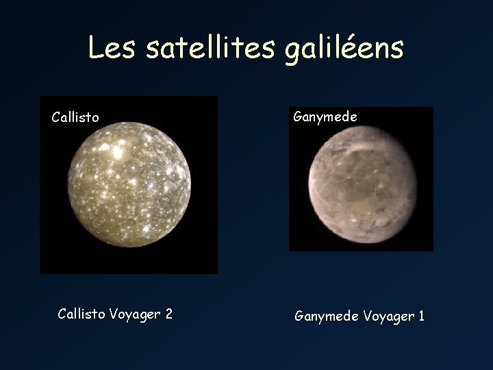 Les satellites galiléens Callisto Voyager 2 Ganymede Voyager 1 