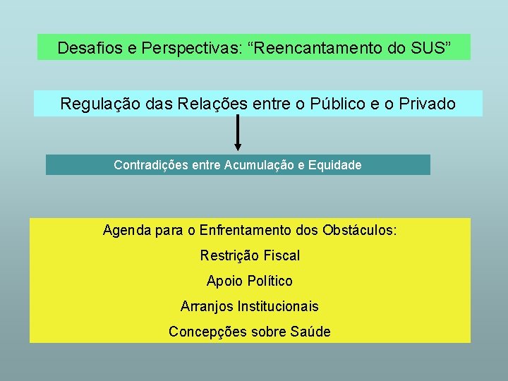 Desafios e Perspectivas: “Reencantamento do SUS” Regulação das Relações entre o Público e o