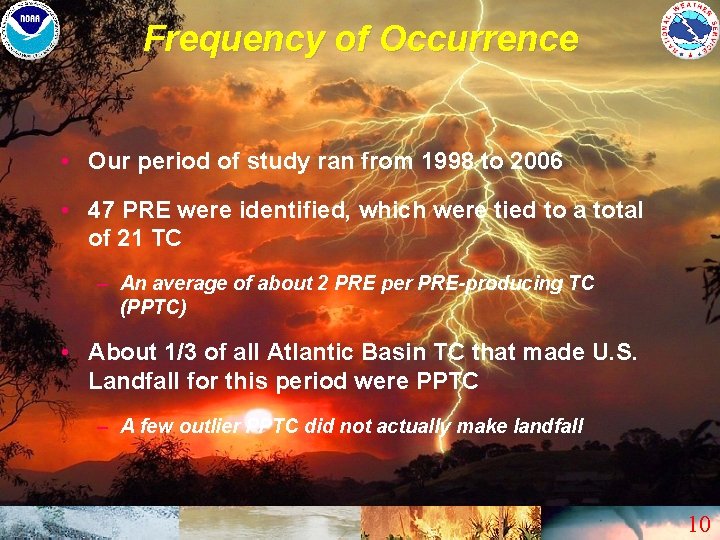Frequency of Occurrence • Our period of study ran from 1998 to 2006 •