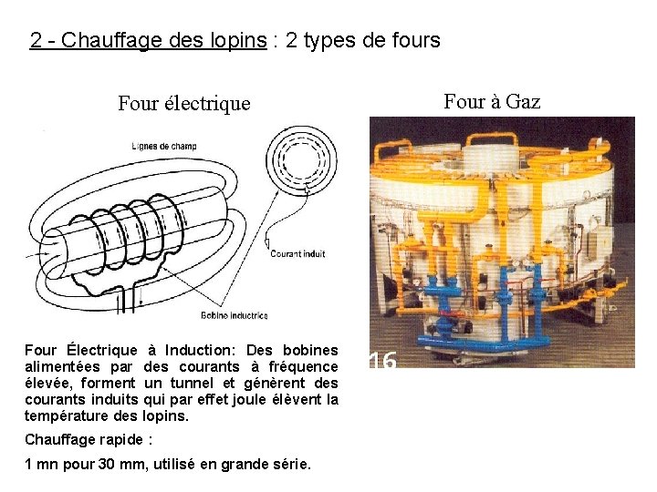 2 - Chauffage des lopins : 2 types de fours Four électrique Four Électrique