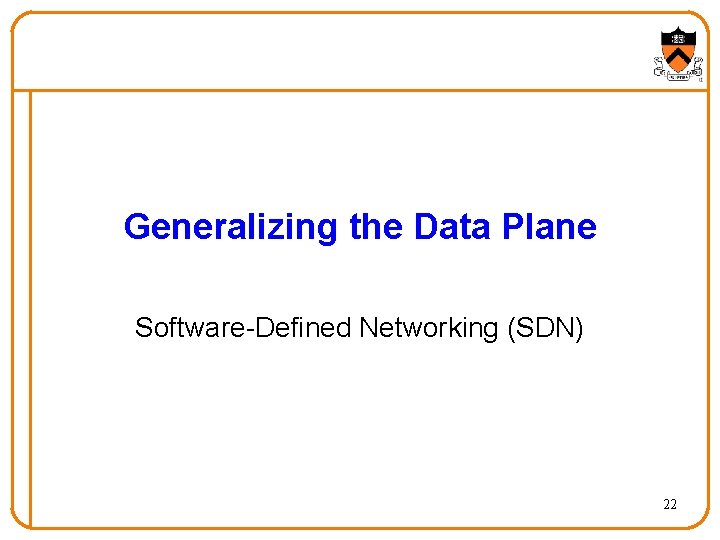 Generalizing the Data Plane Software-Defined Networking (SDN) 22 