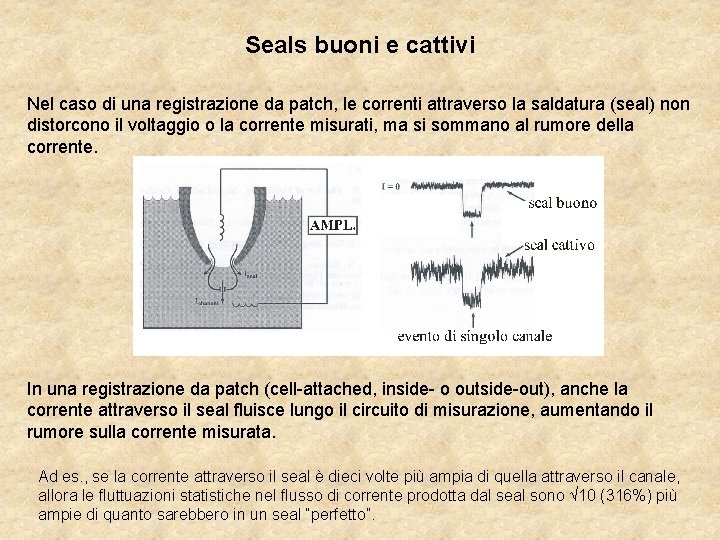 Seals buoni e cattivi Nel caso di una registrazione da patch, le correnti attraverso