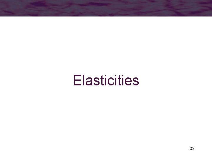 Elasticities 25 