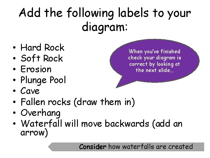 Add the following labels to your diagram: • • Hard Rock When you’ve finished
