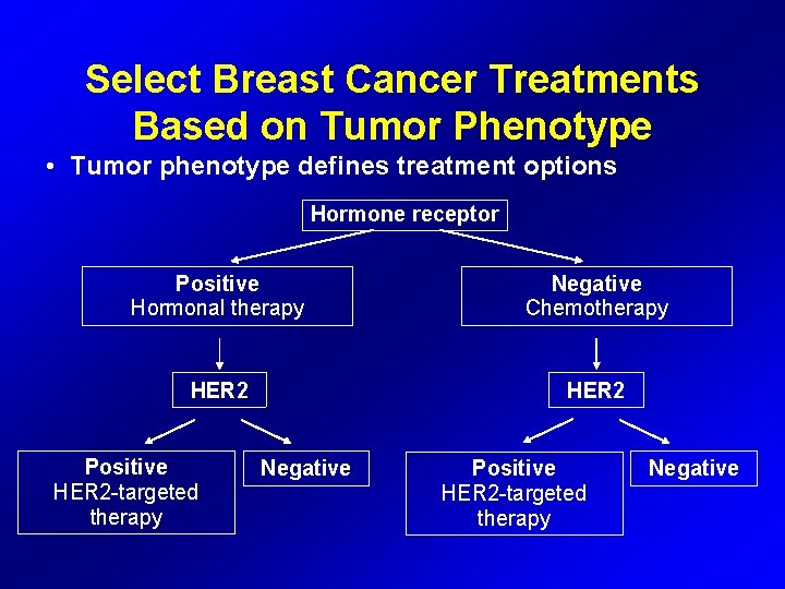 Select Breast Cancer Treatments Based on Tumor Phenotype • Tumor phenotype defines treatment options