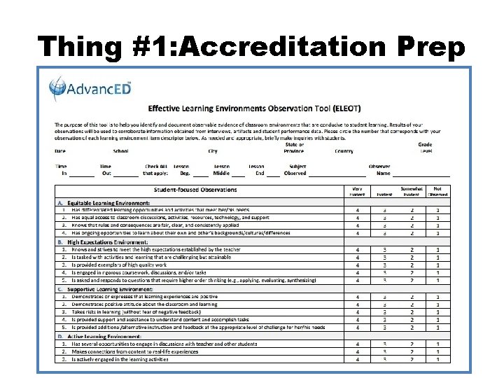 Thing #1: Accreditation Prep 