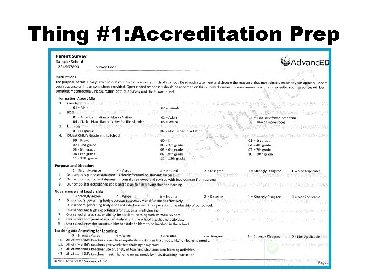 Thing #1: Accreditation Prep 