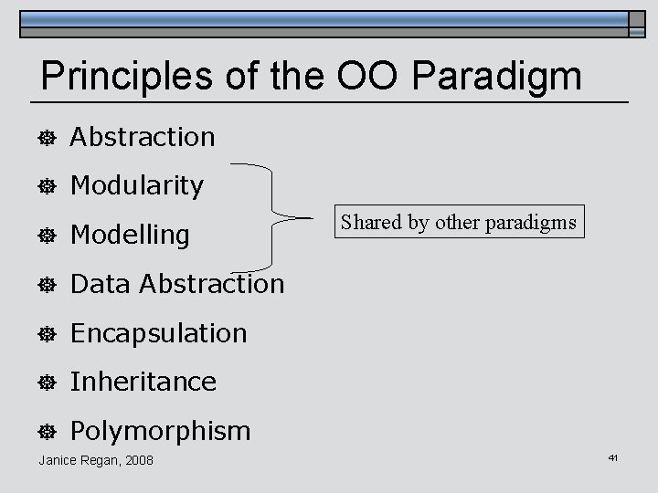 Principles of the OO Paradigm ] Abstraction ] Modularity ] Modelling Shared by other