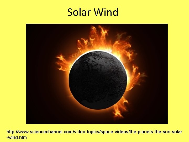 Solar Wind http: //www. sciencechannel. com/video-topics/space-videos/the-planets-the-sun-solar -wind. htm 