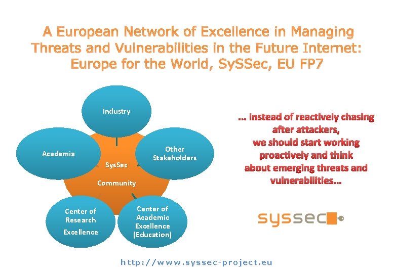 A European Network of Excellence in Managing Threats and Vulnerabilities in the Future Internet: A European Network of Excellence in Managing Threats and Vulnerabilities in the Future Internet: